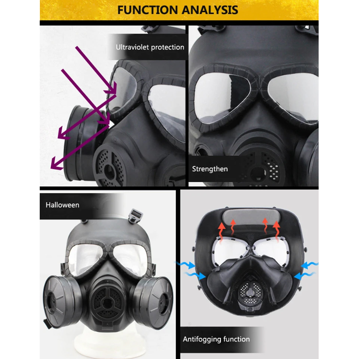 Airsoft Full Face Gas Mask w/ Filtration