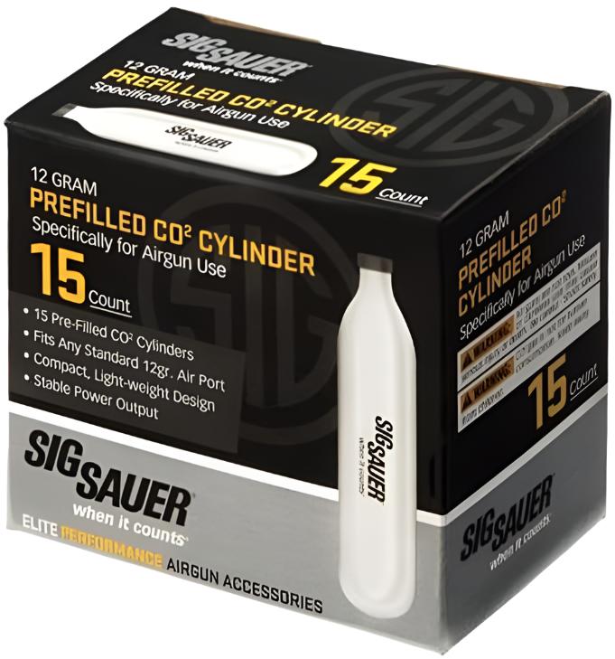 SIG SAUER 15x SIG SAUER 12g CO2 Cartridges Pack for Airguns & Airsoft