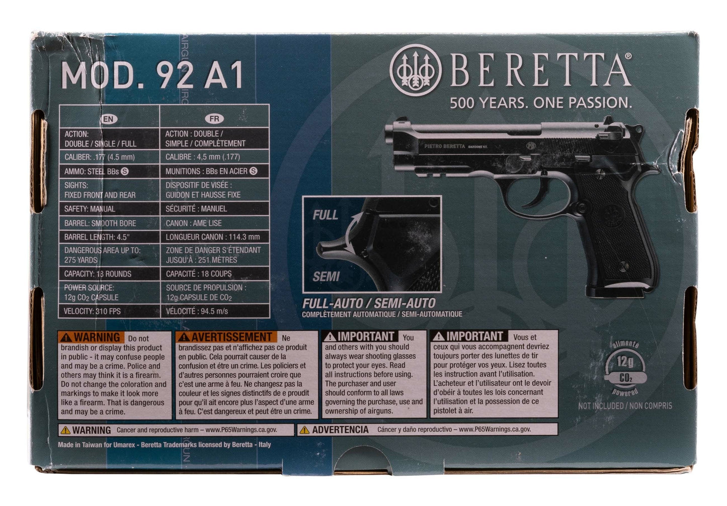 Beretta, Umarex USA Beretta M92 A1 Full Auto BB Gun .177 Blowback