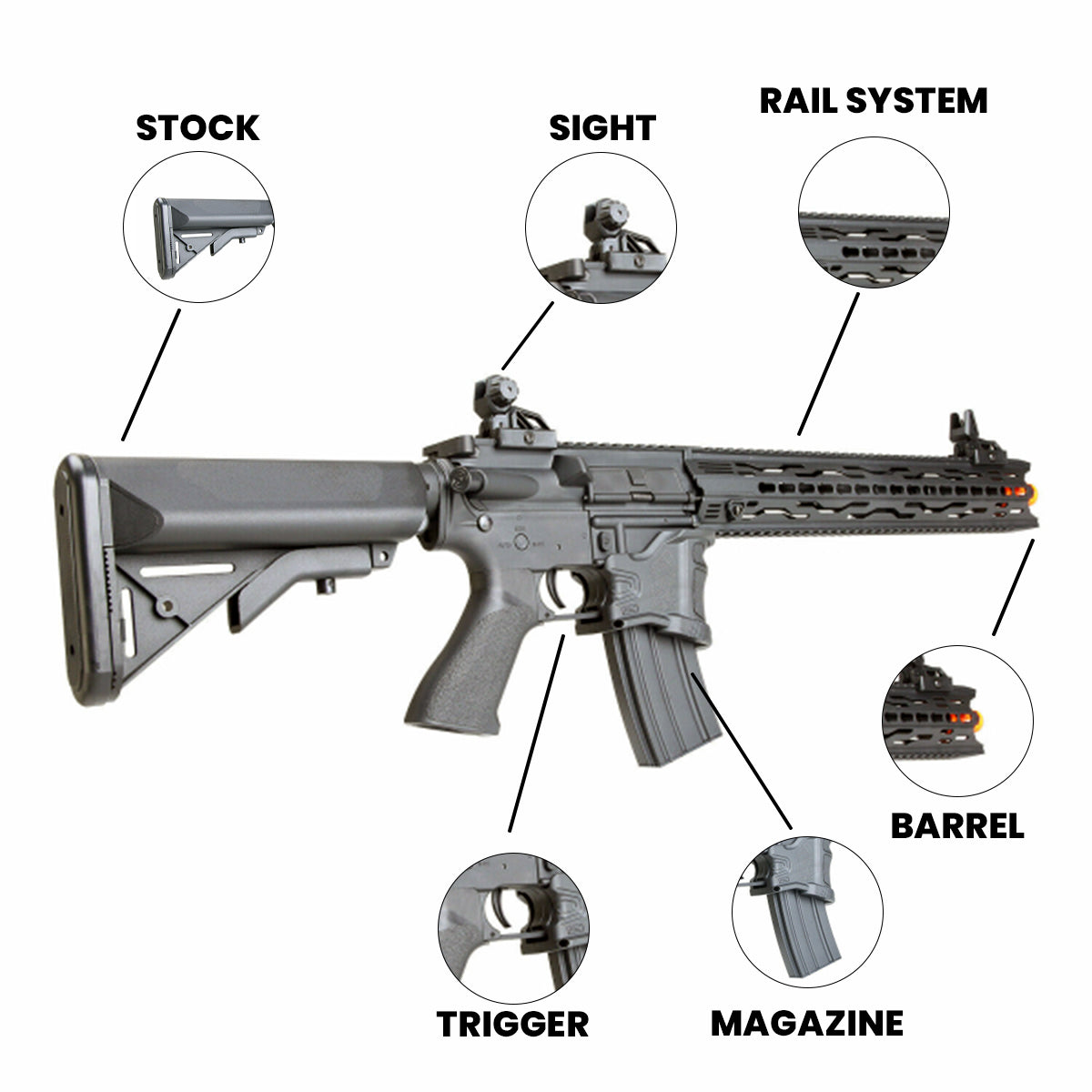 Airsoft AEG Rifle Bulldog Airsoft ST Mamba AEG Rifle 300 Rds