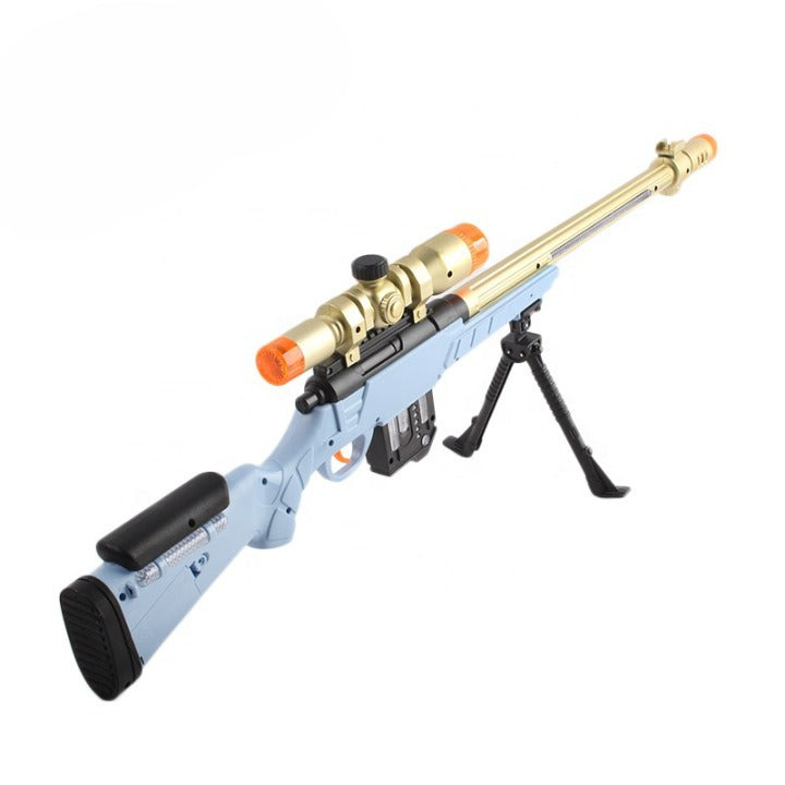 Simulating fun sound effects Flashing and vibrating telescopic scope Dazzling lights throughout Flashing magazine Flashing back buttstock Toy Gun Realist Shiny Toys Laser Tags Childrens kids walmart amazon sound led