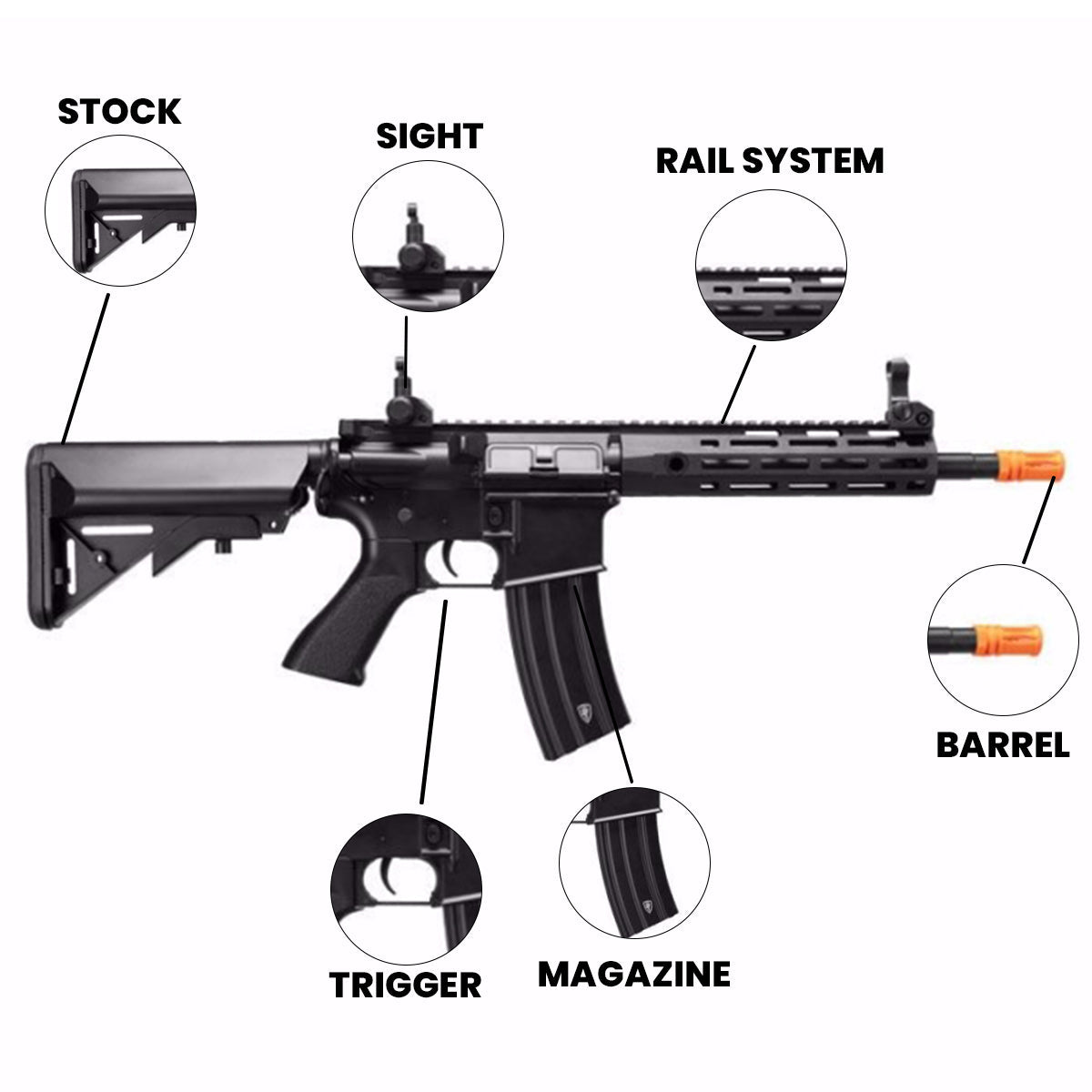 Airsoft AEG Rifle Elite Force XM4 EyeTrace AEG Airsoft Rifle – Black