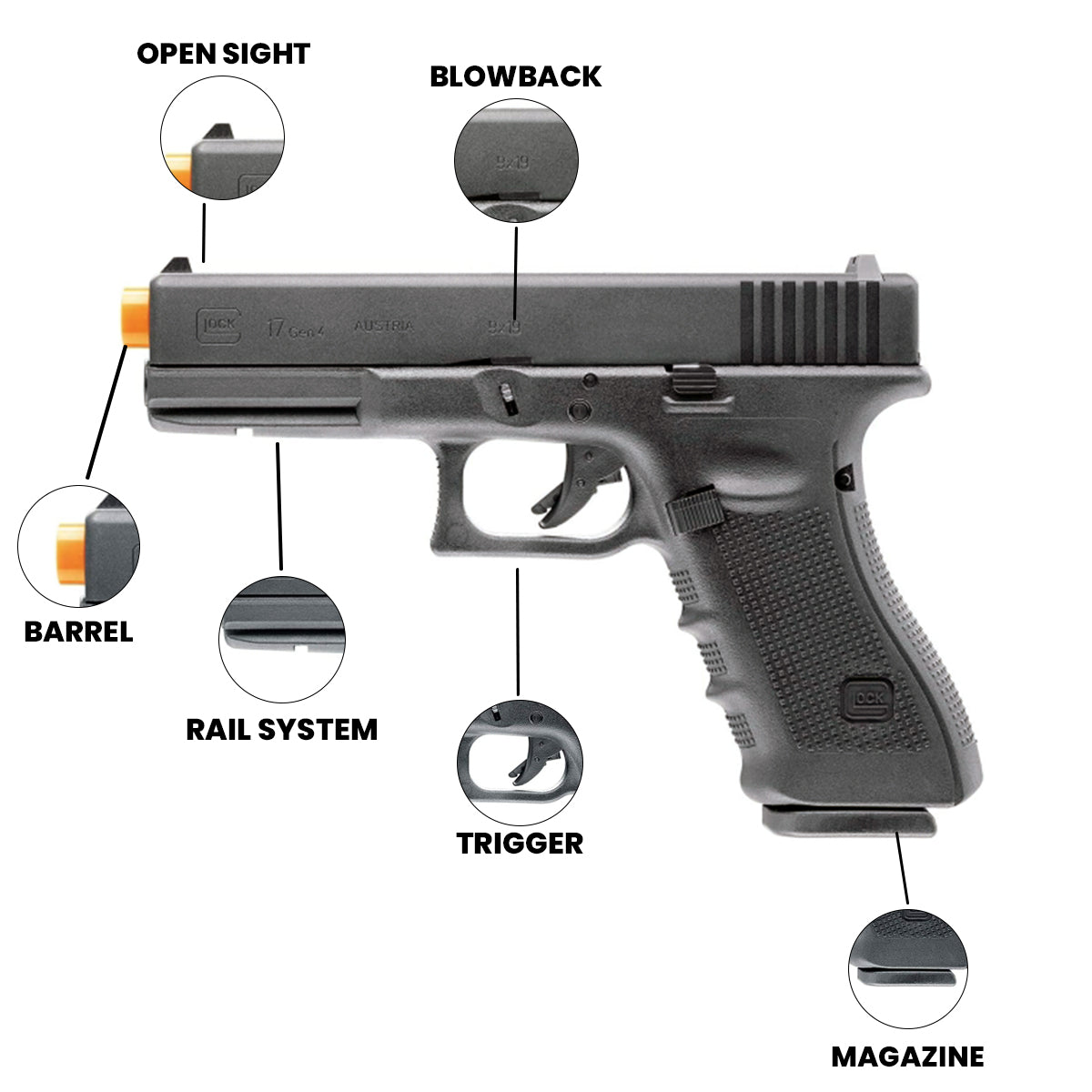 Airsoft GBB Pistol GLOCK G17 Gen 4 GBB Airsoft Pistol - 6mm, 20 Rounds