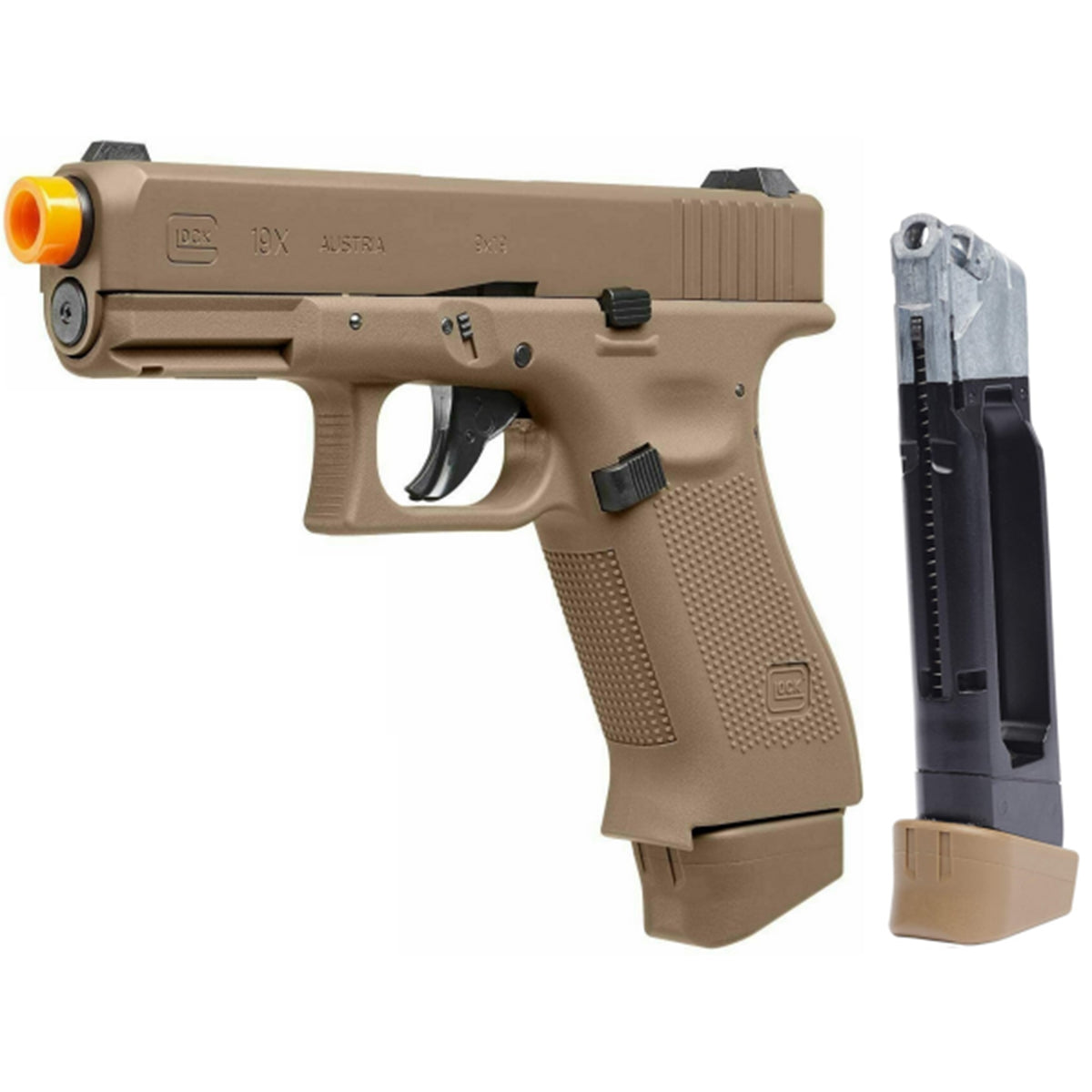 Airsoft GBB Pistol GLOCK G19X GBB Airsoft Pistol - 6mm, 23 Rounds, Coyote Tan