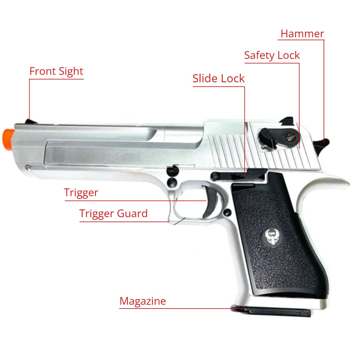 Airsportinggoods HFC HFC HG195 DESERT EAGLE GAS POWERED BLOWBACK AIRSOFT PISTOL SILVER