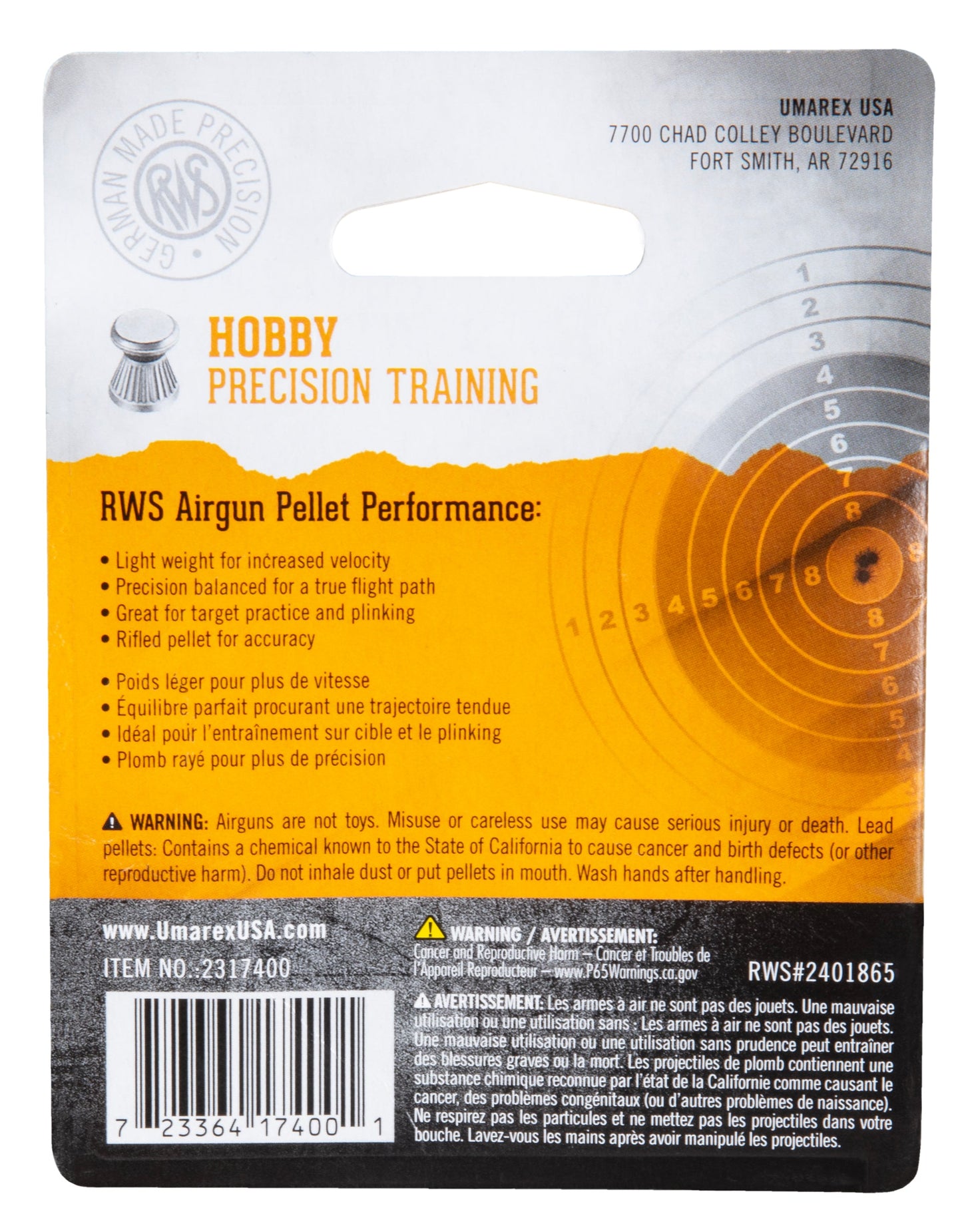 RWS RWS Hobby .177 Airgun Pellet 300 CT Lightweight Lead Pellets 7.0 Grains