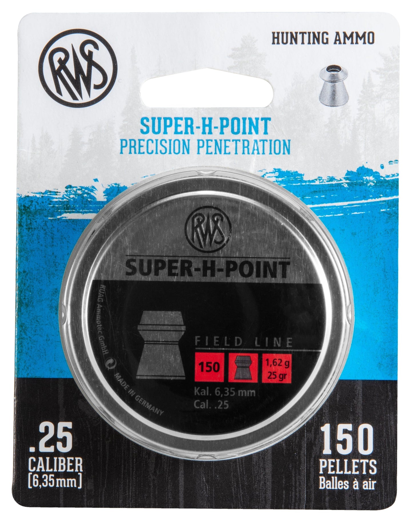 Umarex USA RWS Super-H Point Field Line Pellet Gun Pellets .25 Caliber, 150 Count
