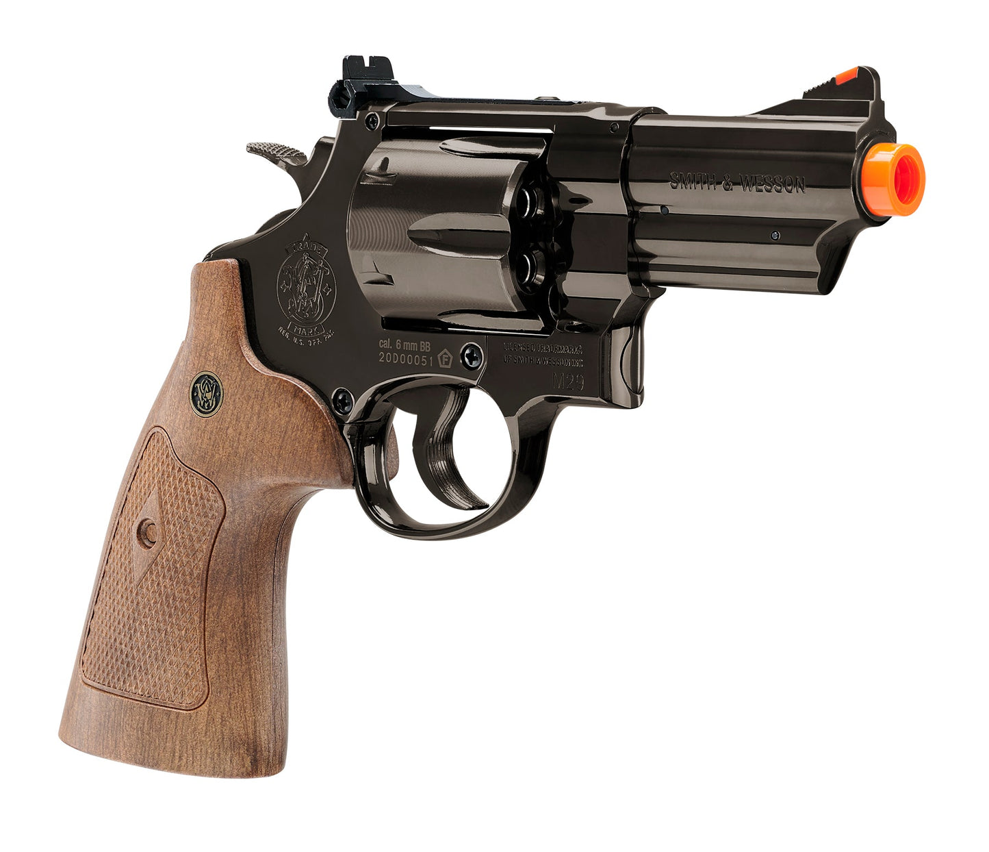 SMITH & WESSON Smith & Wesson M29 6mm BB Airsoft Revolver, CO2 Powered, 6-Shot, 3-Inch Barrel