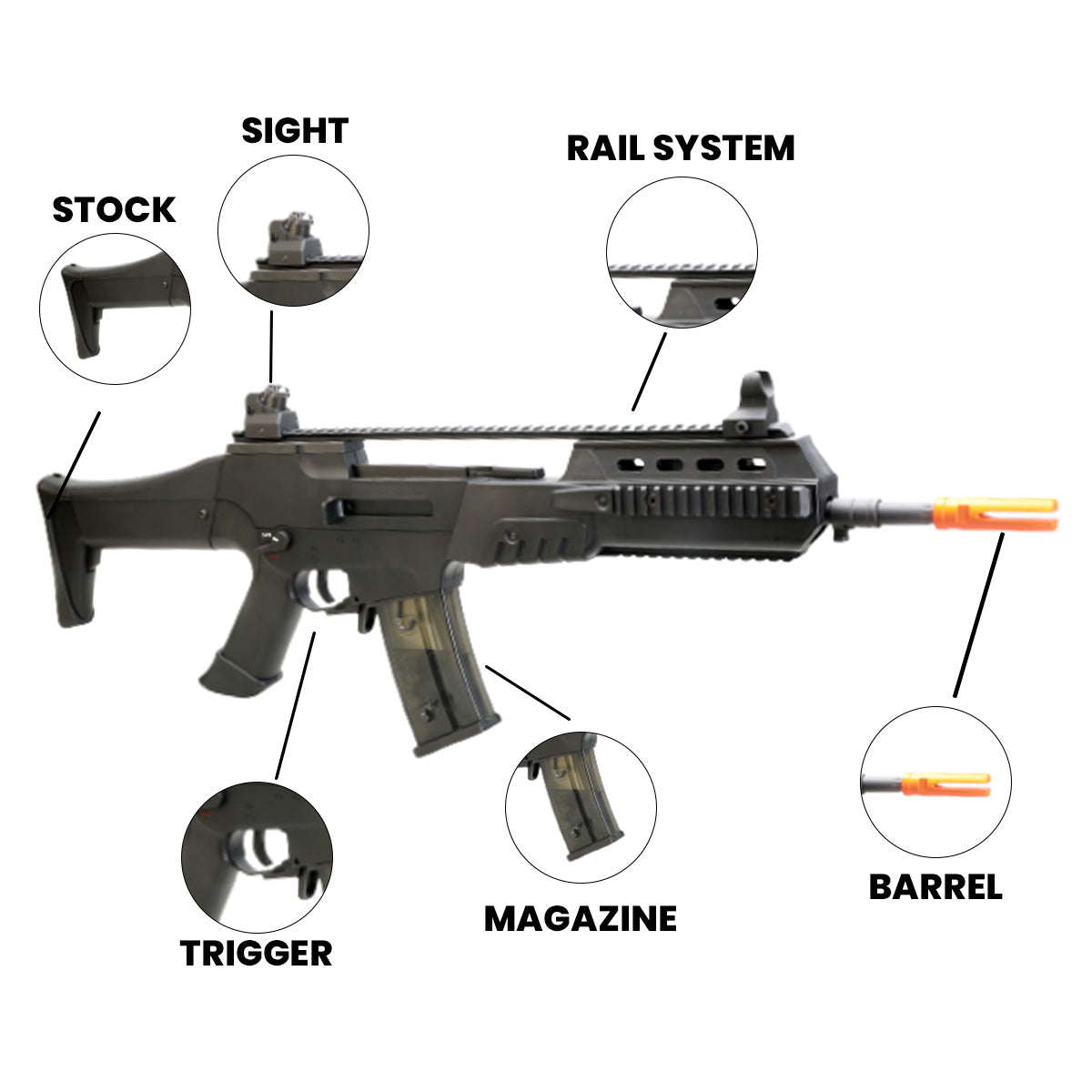 Airsoft AEG Rifle SR8-R AEG Gen3 Airsoft Rifle - 330 FPS, Adjustable Stock, 400 RD Mag