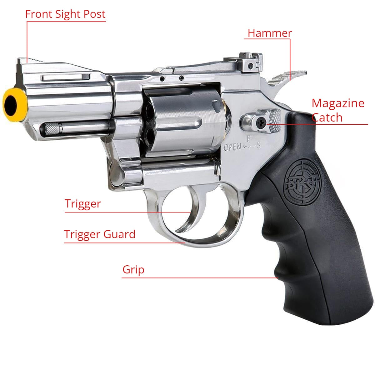 Airsportinggoods SRC SRC 2.5 INCH TITAN FULL METAL CO2 AIRSOFT REVOLVER – SILVER