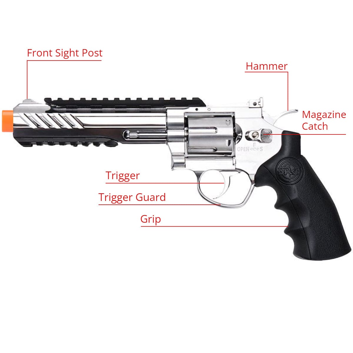 Airsportinggoods SRC SRC 6 INCH TITAN FULL METAL CO2 AIRSOFT REVOLVER SILVER