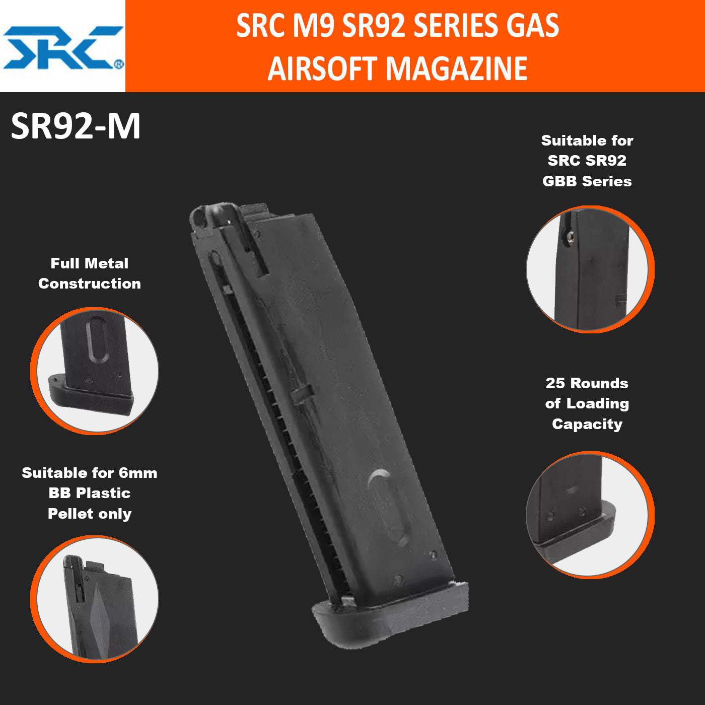 M92 Series Airsoft Pistol Handgun Magazine