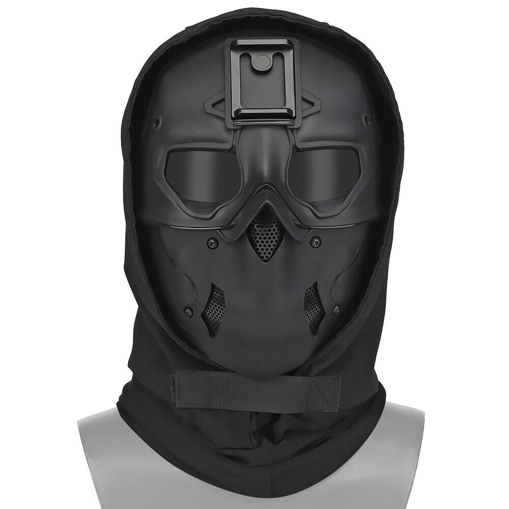 WOSPORT TACTICAL FULL-FACE MASK WITH NIGHT HEADGEAR BLACK FOR AIRSOFT