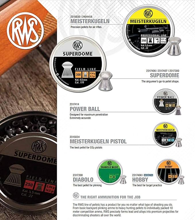 RWS Umarex .177 Caliber 7 Grains Pistol Pellets
