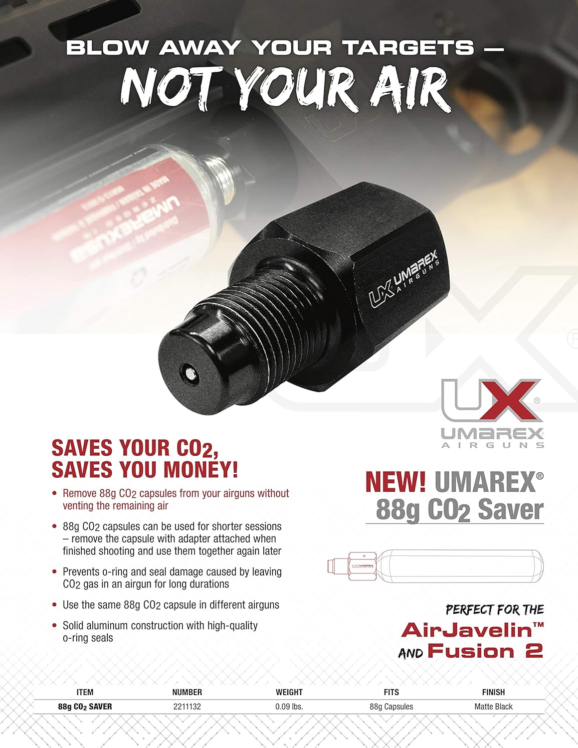 Umarex USA Umarex CO2 Adapter 88g Aluminum for Airgun