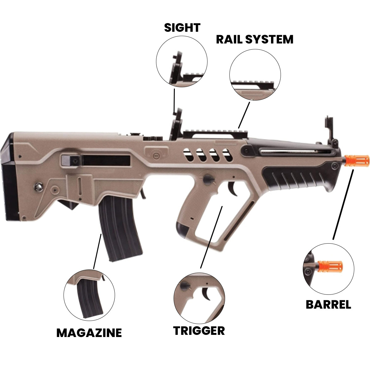 Airsoft AEG Rifle Umarex IWI Tavor 21 Competition Airsoft Electric Rifle – Dark Earth Brown
