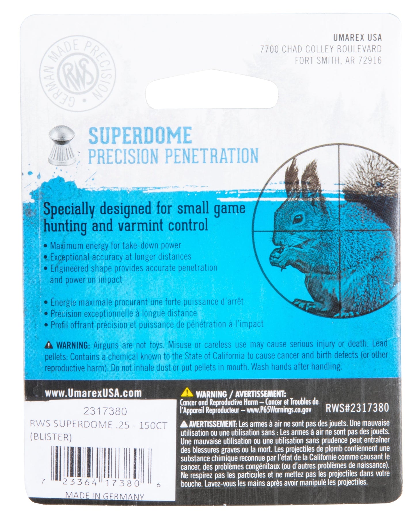 RWS Umarex RWS Superdome .25 Pellets, 150-ct