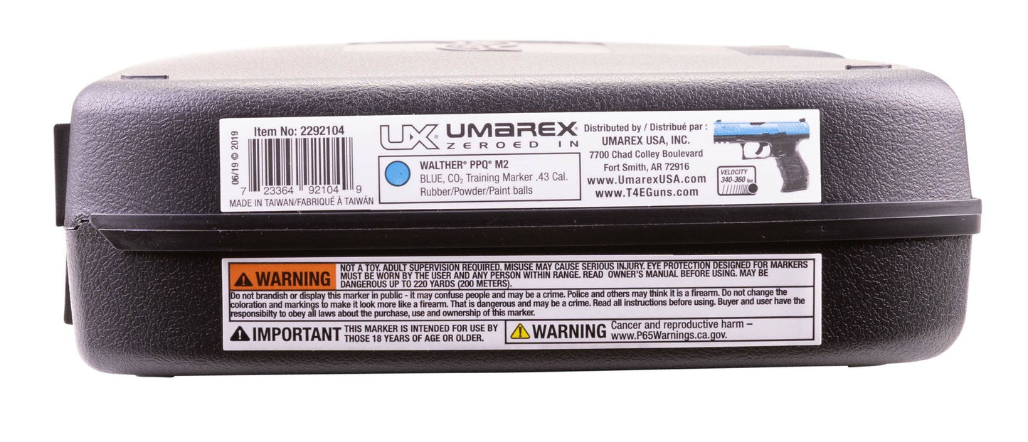 T4E, UMAREX USA Umarex T4E Walther PPQ .43 Caliber CO2-Powered Training Pistol - 8 Rounds, Paintball Gun Marker, Blue
