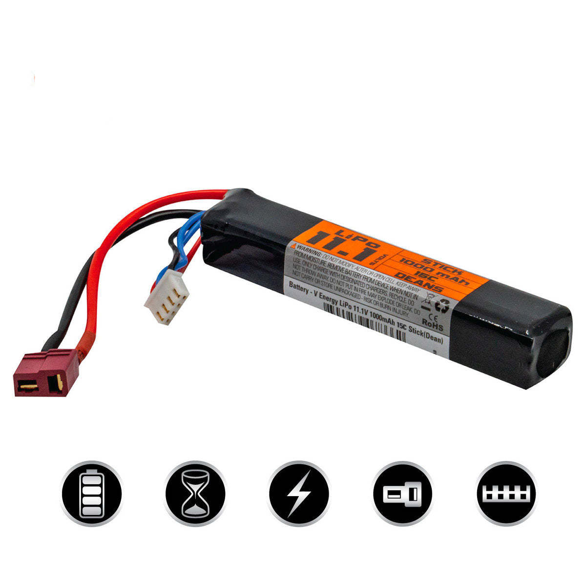 VALKEN VALKEN LIPO 11.1V 1000MAH 15C-30C STICK AIRSOFT BATTERY – DEAN CONNECTOR