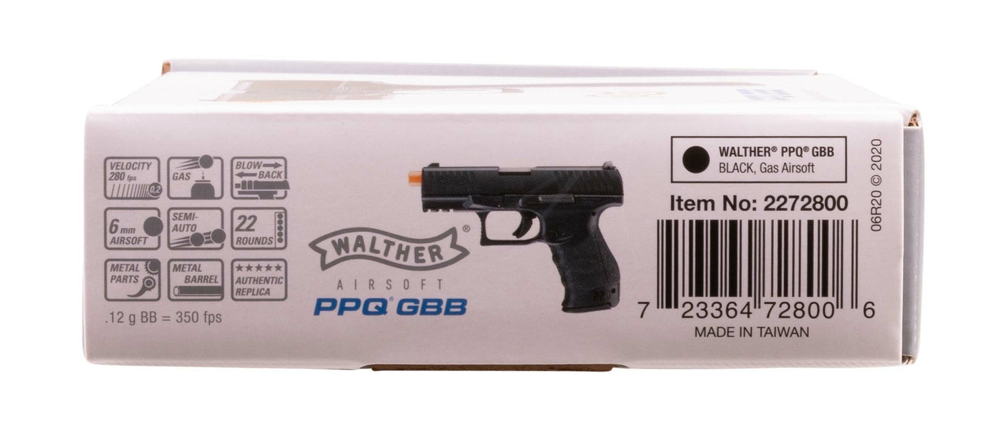 Walther Walther PPQ GBB Blowback 6mm BB Pistol Airsoft Gun - 22 Rounds, Green Gas