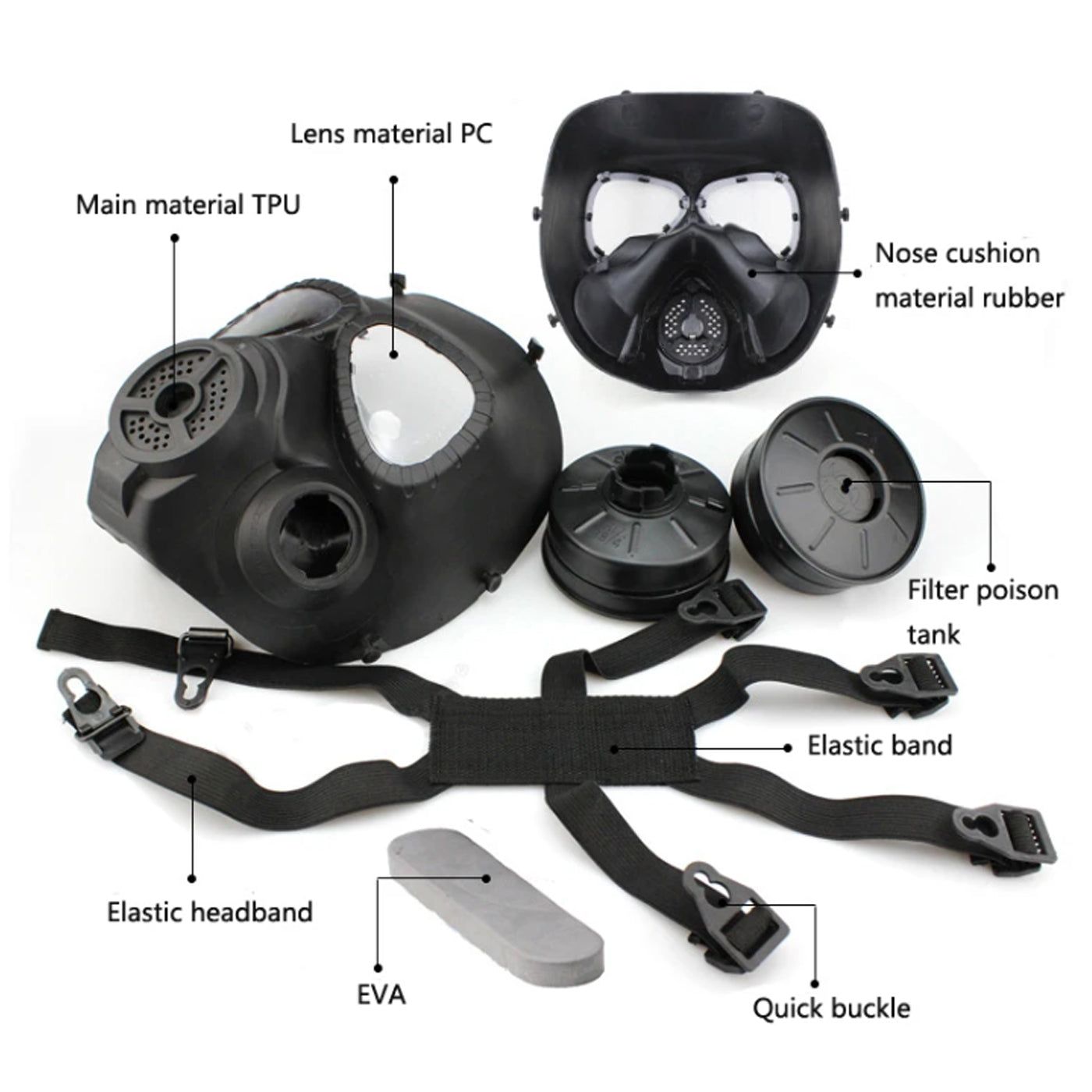 Airsoft Full Face Gas Mask w/ Filtration