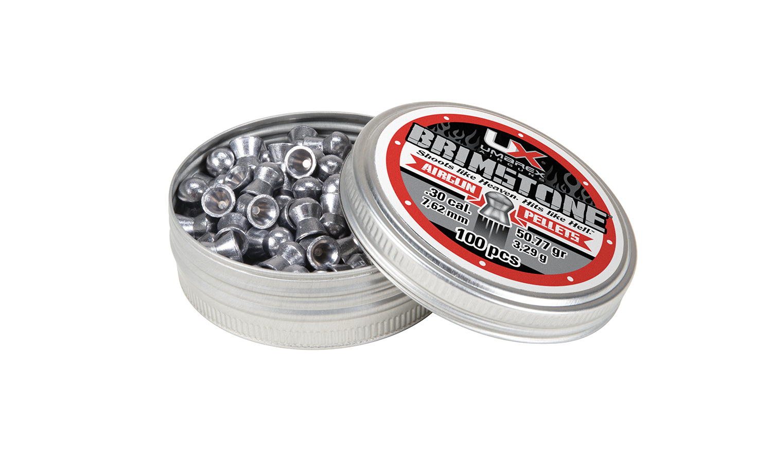 UMAREX USA Brimstone .30 Caliber Pellets - 100 Count Tin, 50.77 Grains Dome Style
