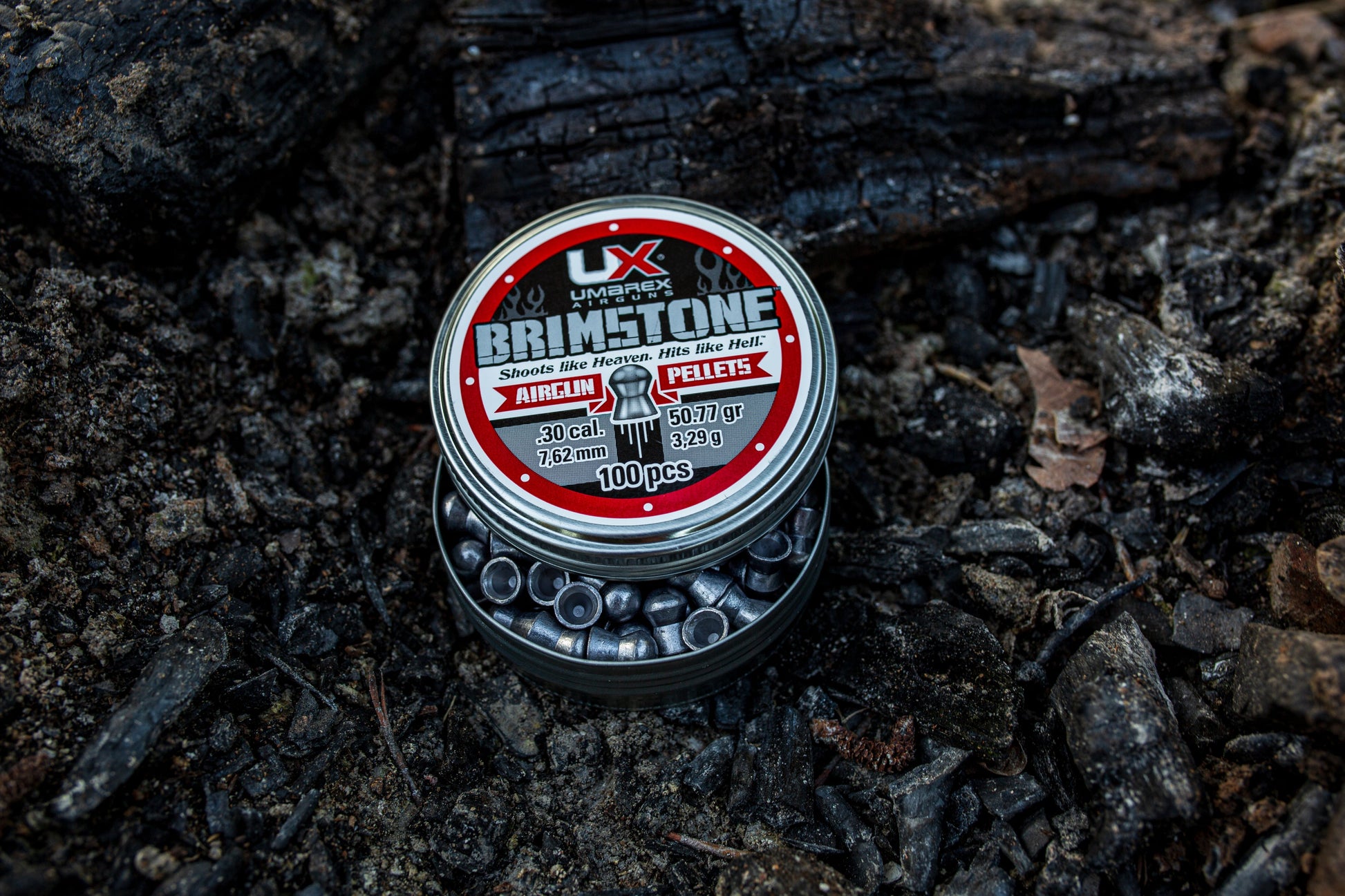 UMAREX USA Brimstone .30 Caliber Pellets - 100 Count Tin, 50.77 Grains Dome Style
