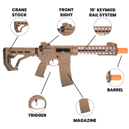 Airsoft AEG Rifle Delta Armory AR15 KeyMod 10 Charlie Eagle Airsoft AEG Gun Full Tan