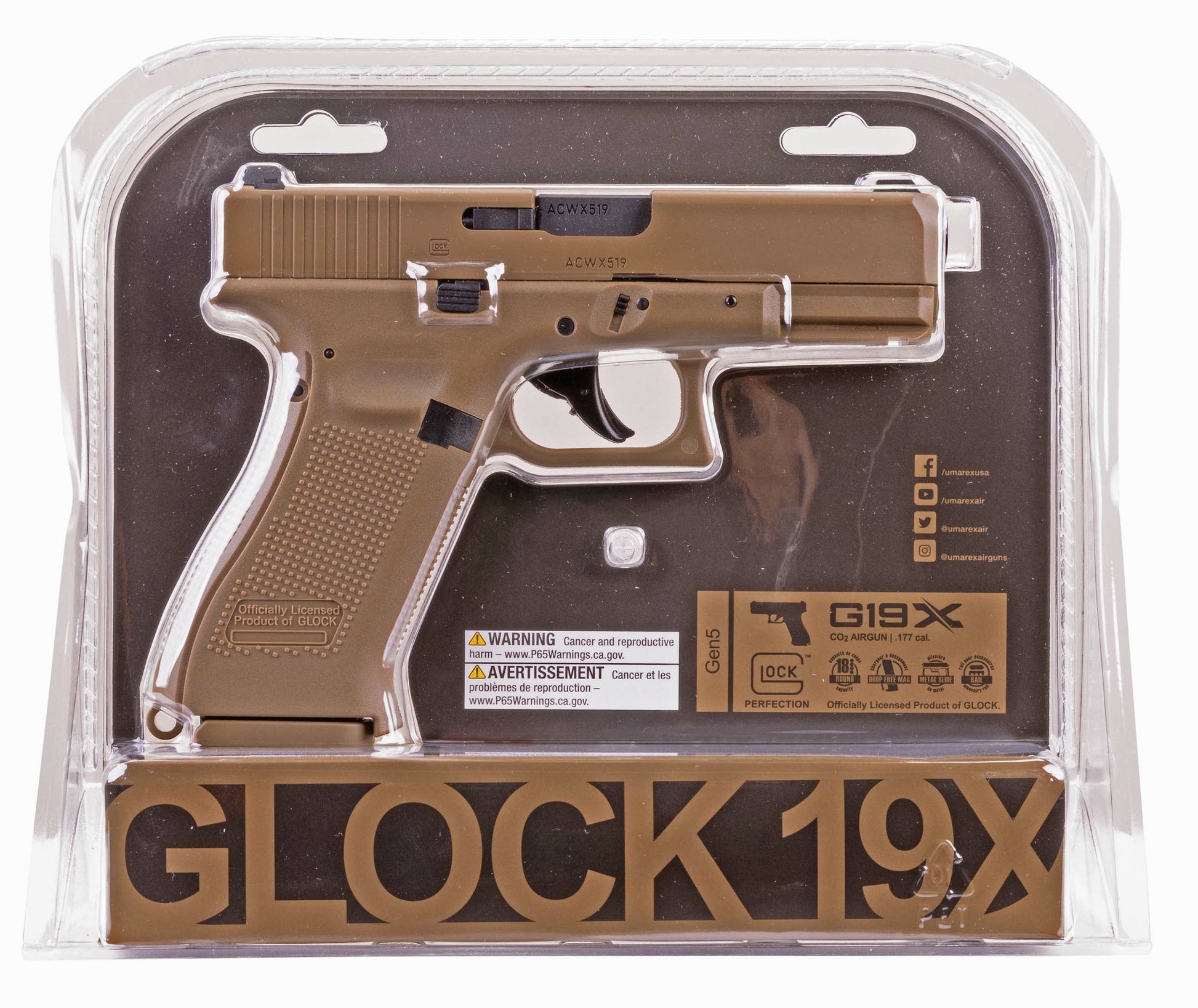 Elite Force GLOCK G19X Coyote CO2 BB Air Gun Pistol .177 Caliber