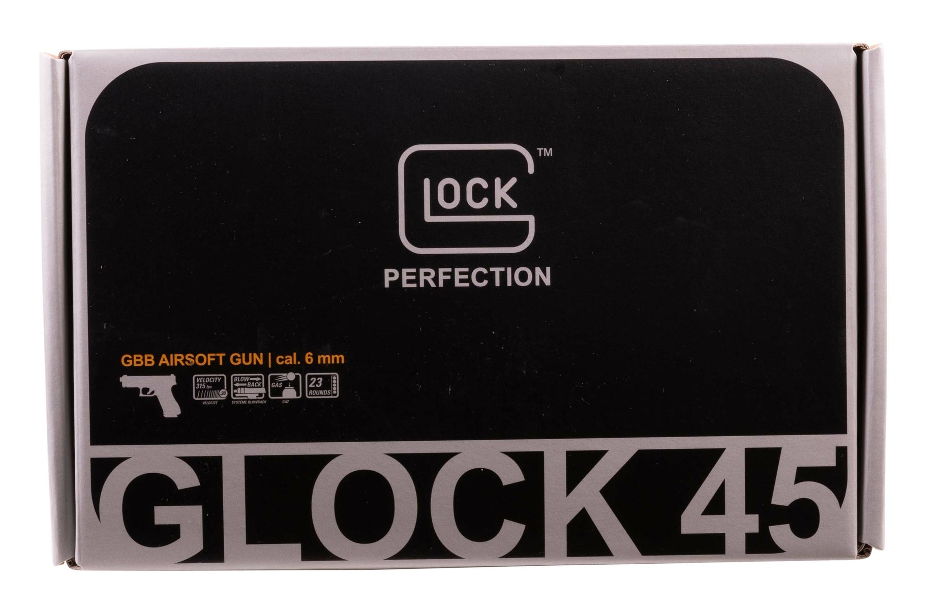 GLOCK Glock G45 GBB Airsoft Pistol - 6mm, Black, 22 Round Mag
