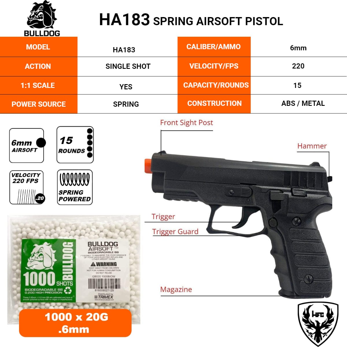 Airsportinggoods HFC HA183 SPRING AIRSOFT PISTOL