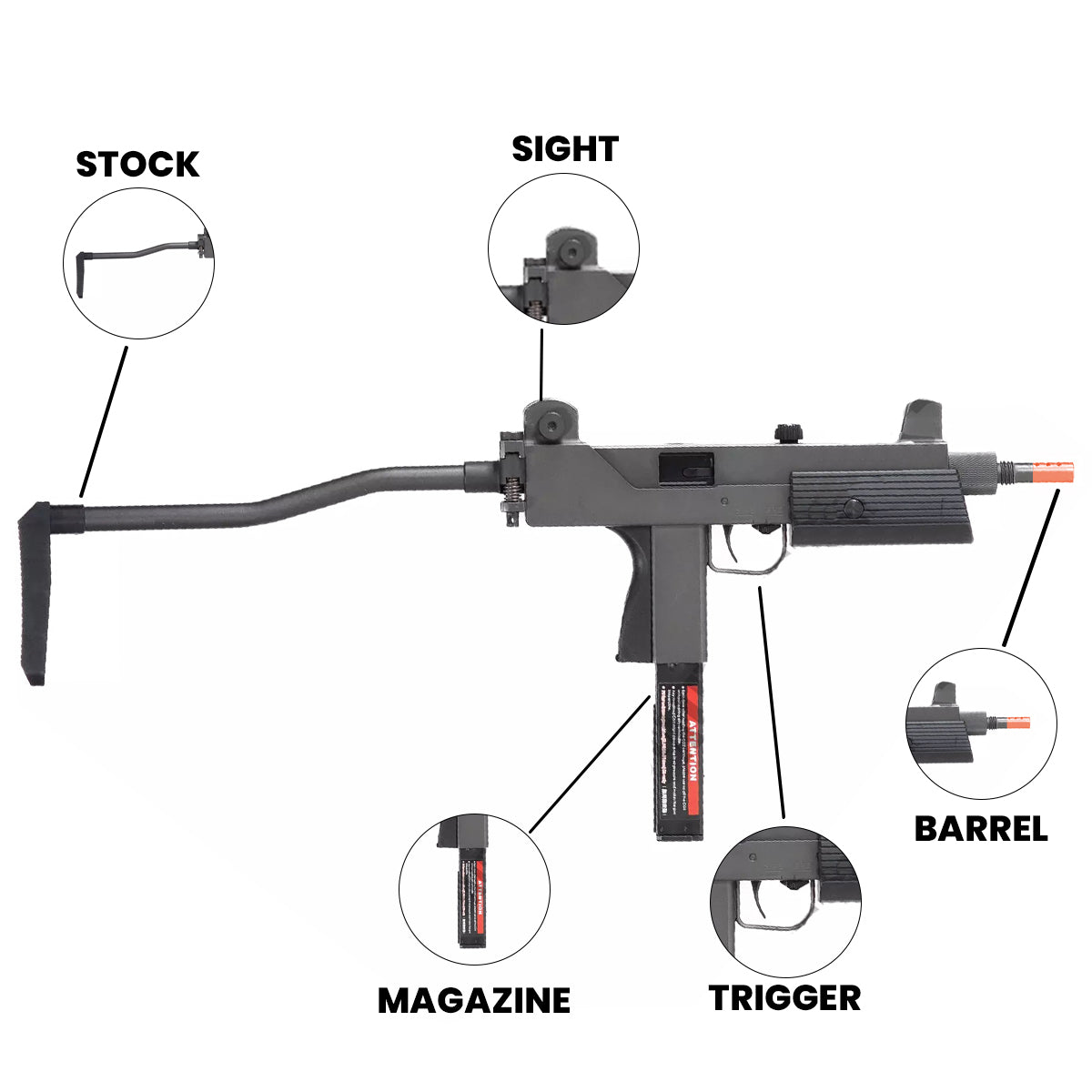 Airsoft Gas Rifle HFC Metal Full Auto Mac 11 ZX Gas Airsoft Blowback SMG TSDchat