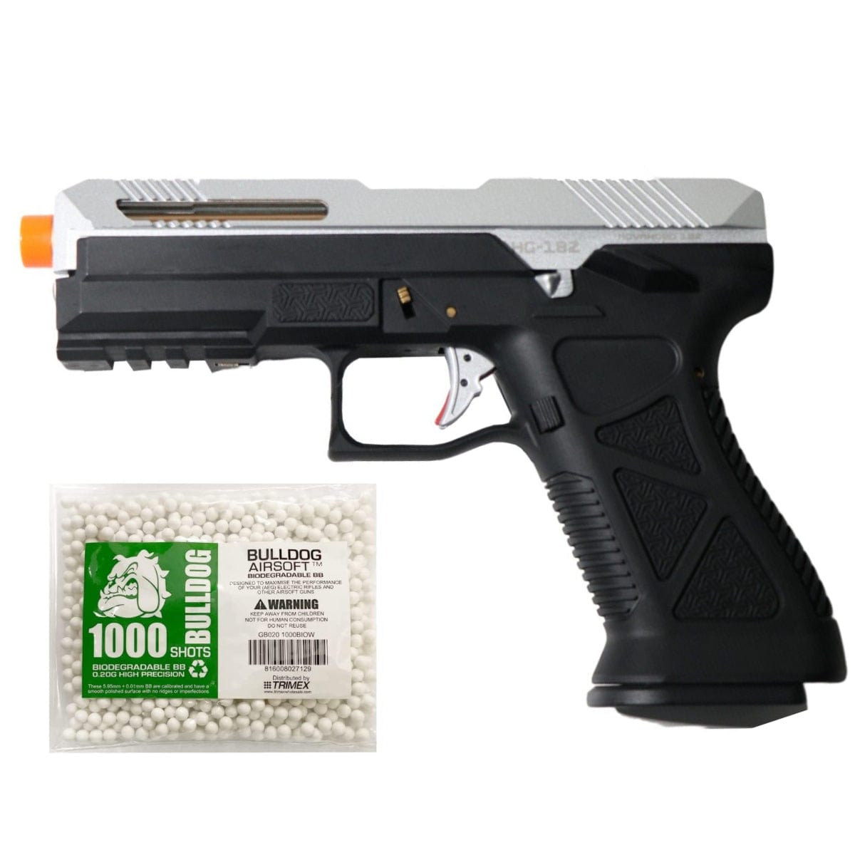 Airsportinggoods HFC HG182 AG17 SCORPION GAS AIRSOFT PISTOL SILVER