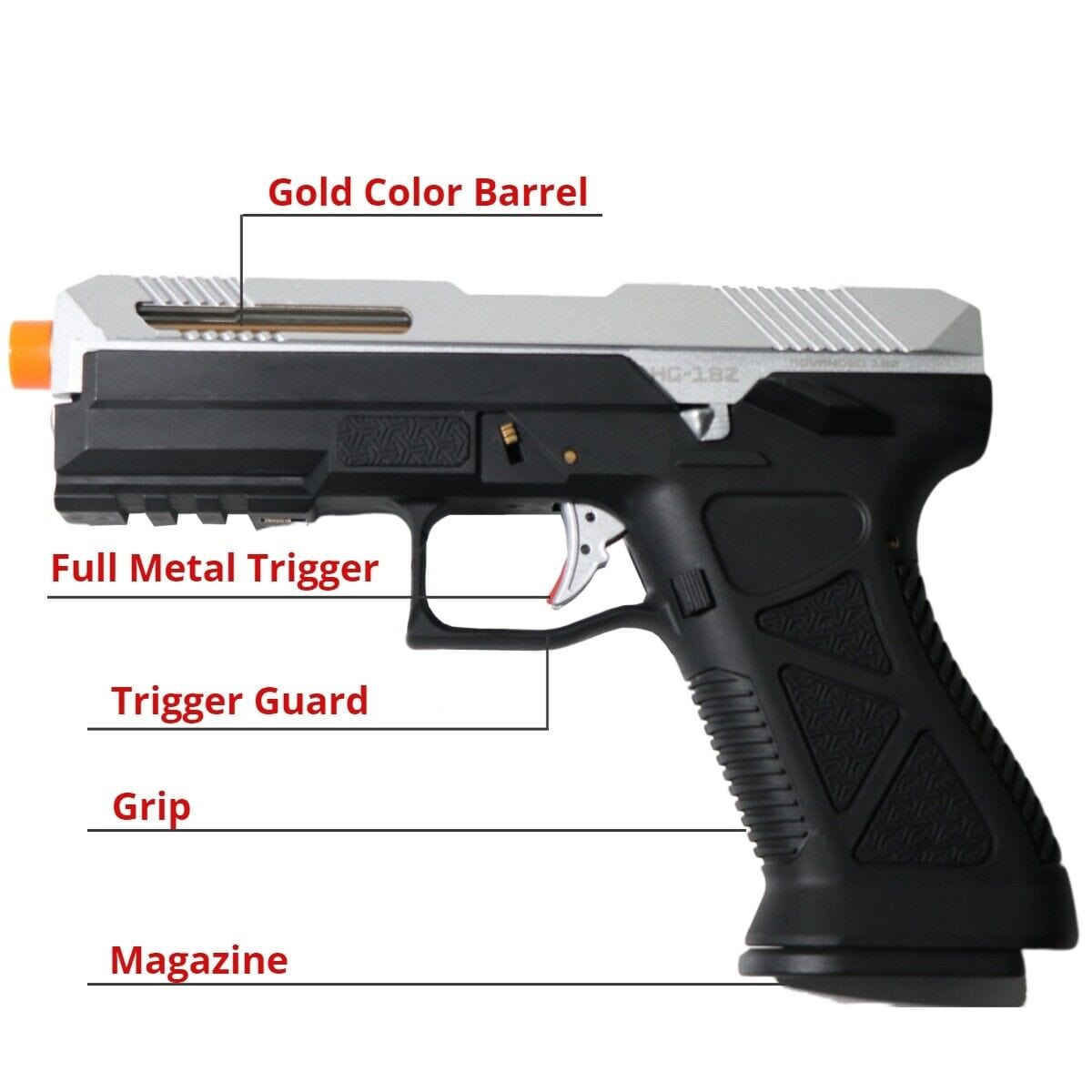 Airsportinggoods HFC HG182 AG17 SCORPION GAS AIRSOFT PISTOL SILVER