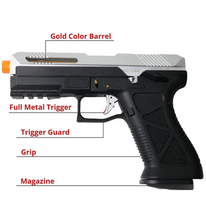 Airsportinggoods HFC HG182 AG17 SCORPION GAS AIRSOFT PISTOL SILVER