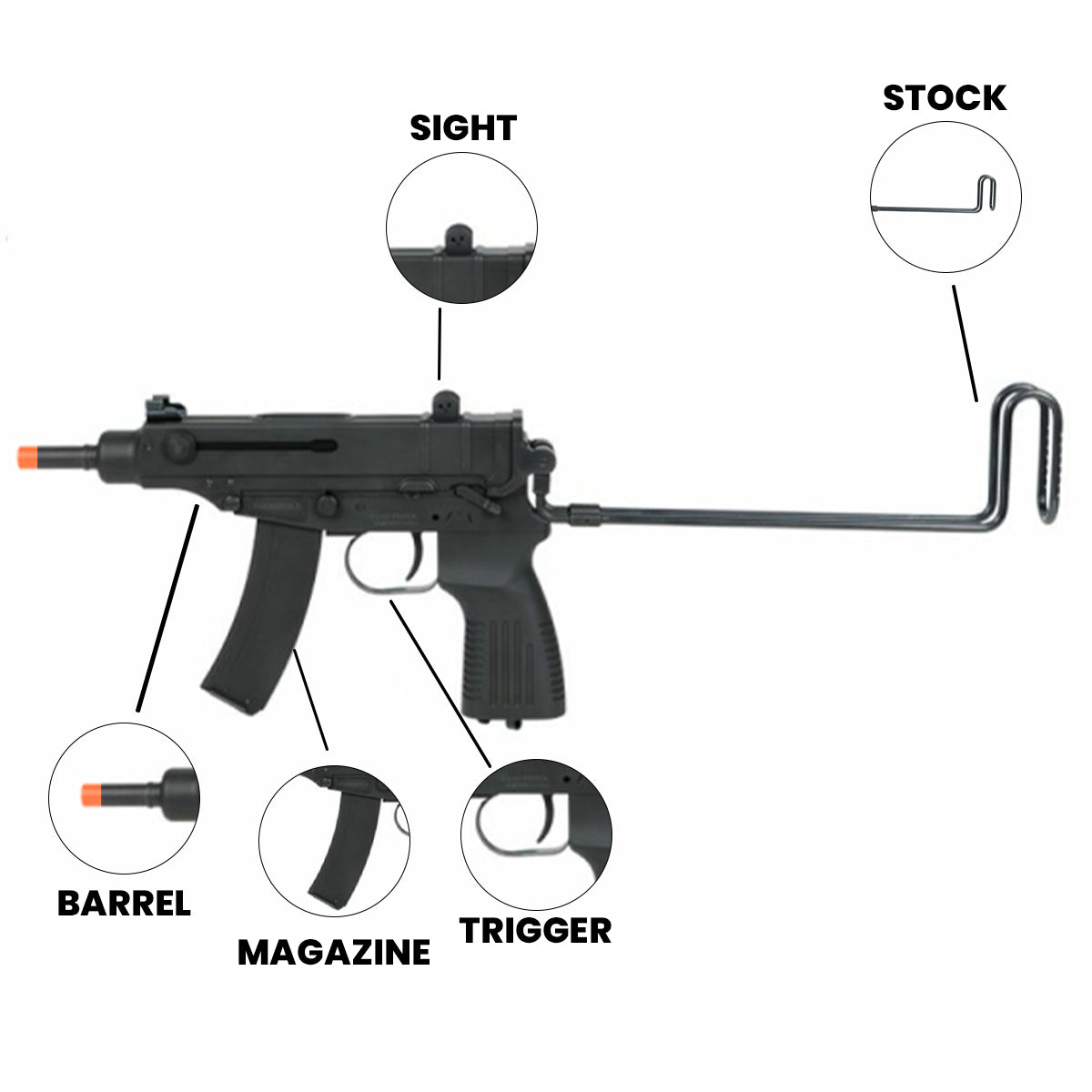 Airsoft GBB Pistol KWA KZ61 Skorpion Gas Blowback SMG Airsoft Pistol