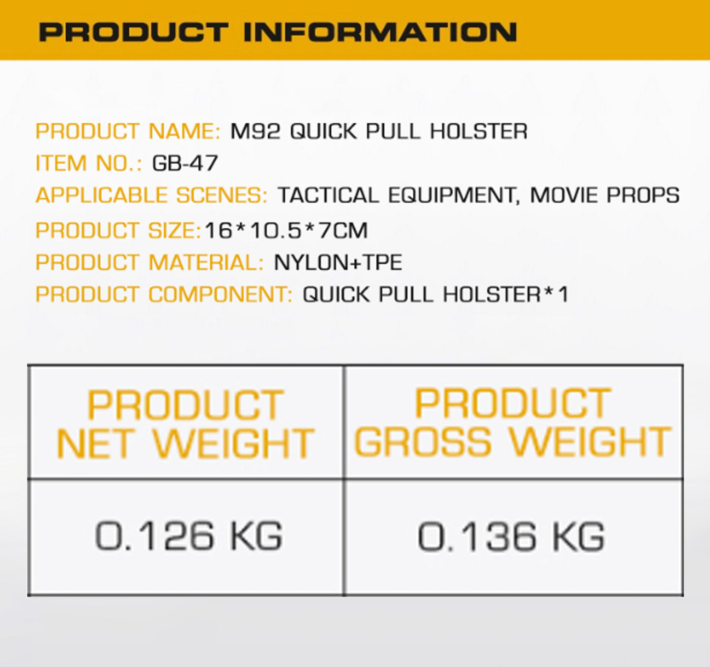 WOSPORT M92 QUICK PULL HOLSTER GB47