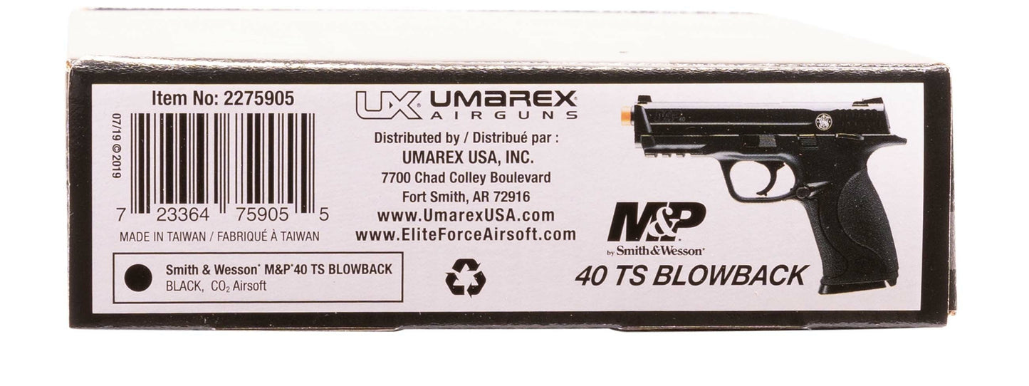 SMITH & WESSON Smith & Wesson M&P 40 6mm BB Pistol Airsoft Gun, CO2 Powered, Blowback Action