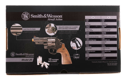 SMITH & WESSON Smith & Wesson M29 6mm BB Airsoft Revolver, CO2 Powered, 6-Shot, 3-Inch Barrel