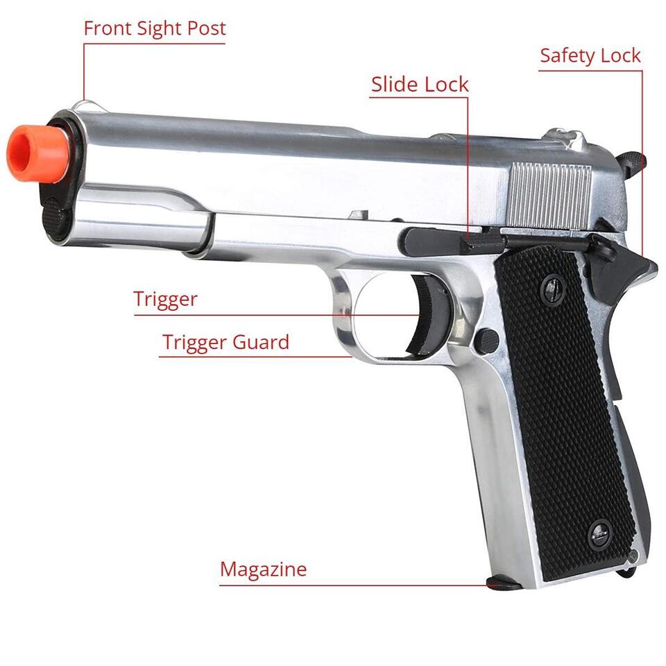 Airsportinggoods SRC SR1911 GAS BLOWBACK FULL METAL SILVER AIRSOFT PISTOL