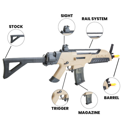 Airsoft AEG Rifle SR8-CF Desert Ver AEG Gen3 Airsoft Rifle - 330 FPS, Folding Stock, 470 RD Mag