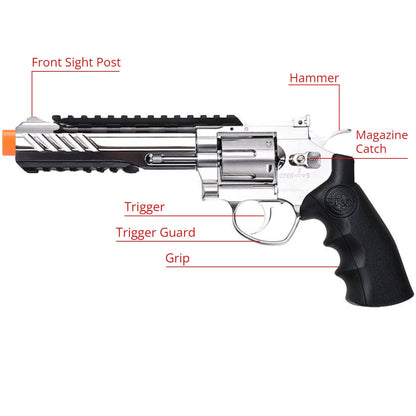 Airsportinggoods SRC SRC 6 INCH TITAN FULL METAL CO2 AIRSOFT REVOLVER SILVER
