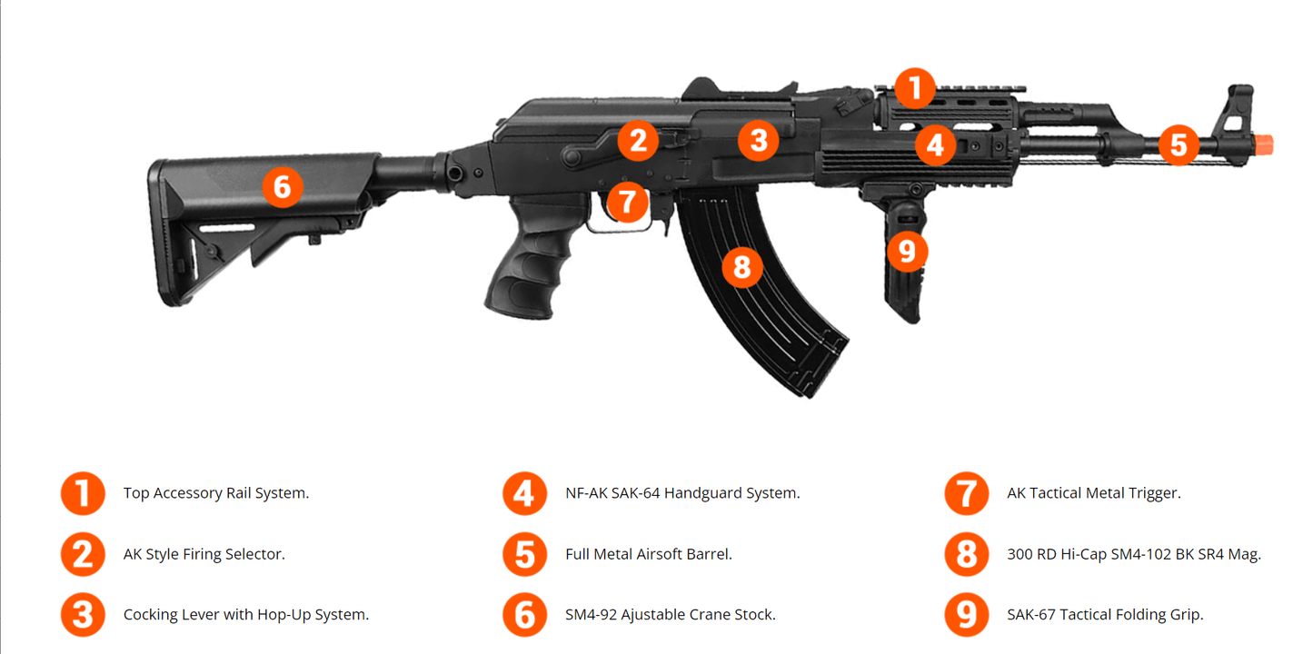 SRC SRC AK-47-TAC Gen3 Electric Airsoft Rifle - 600 Rounds, Full Metal
