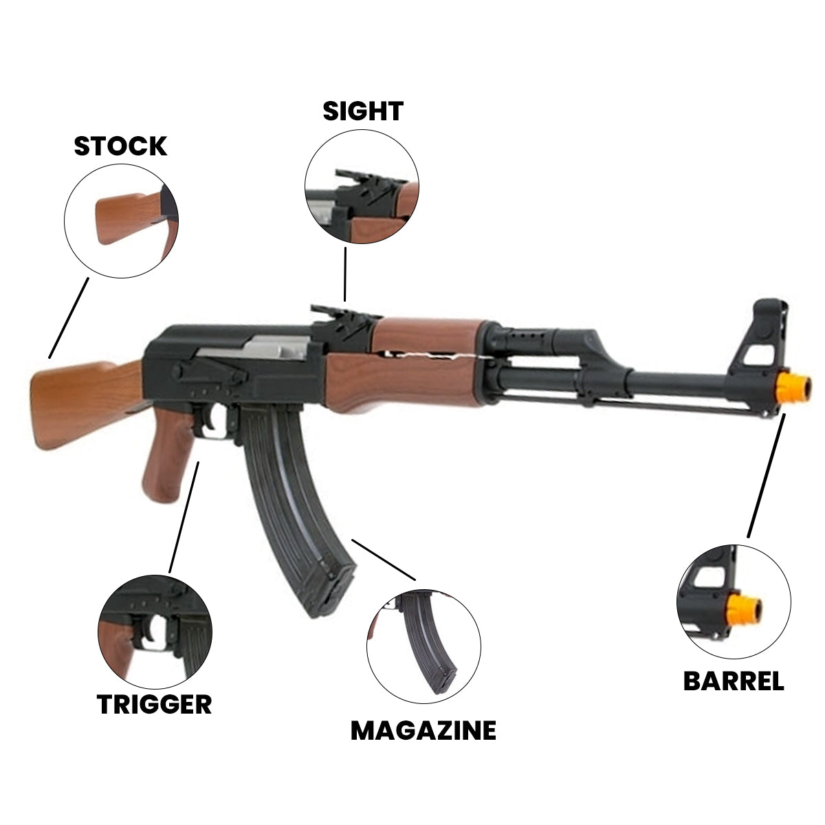 Airsoft AEG Rifle SRC SR-47 Gen3 AK47 AEG Airsoft Gun - Full Metal, Real Wood, 600 Round Magazine