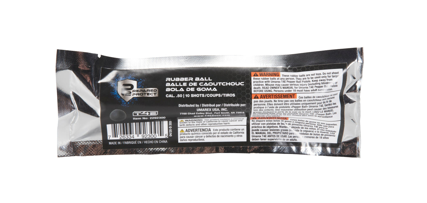 T4E, UMAREX USA T4E P2P .50 Cal Rubber Ball Rounds- 10 CT