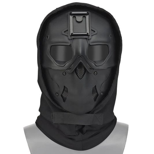 WOSPORT TACTICAL FULL-FACE MASK WITH NIGHT HEADGEAR BLACK FOR AIRSOFT