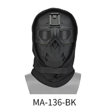 WOSPORT TACTICAL FULL-FACE MASK WITH NIGHT HEADGEAR BLACK FOR AIRSOFT