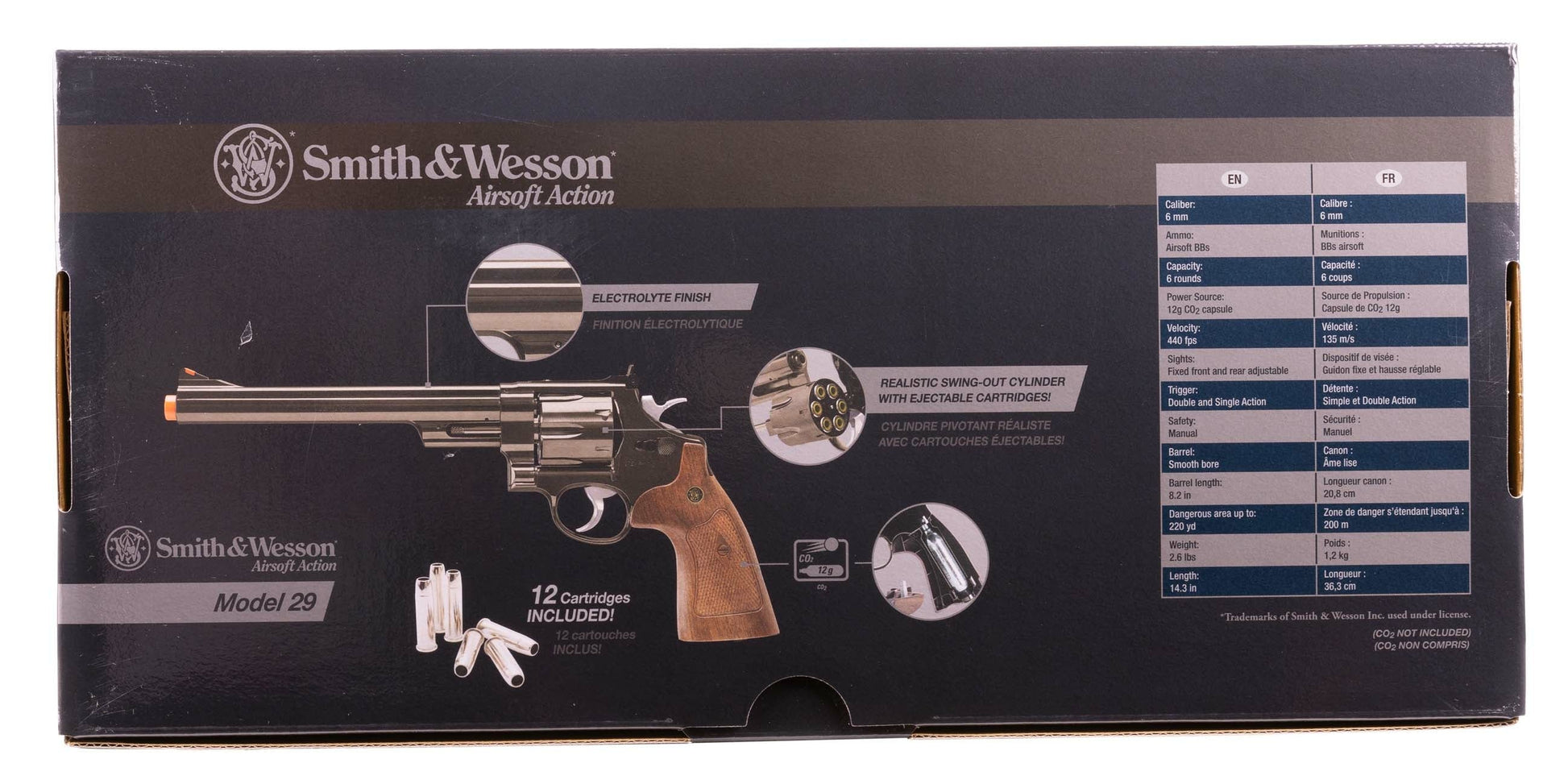 Umarex Smith & Wesson Umarex Smith & Wesson M29 6mm BB Revolver Airsoft Gun, CO2 Powered, 8 3/8 Inch