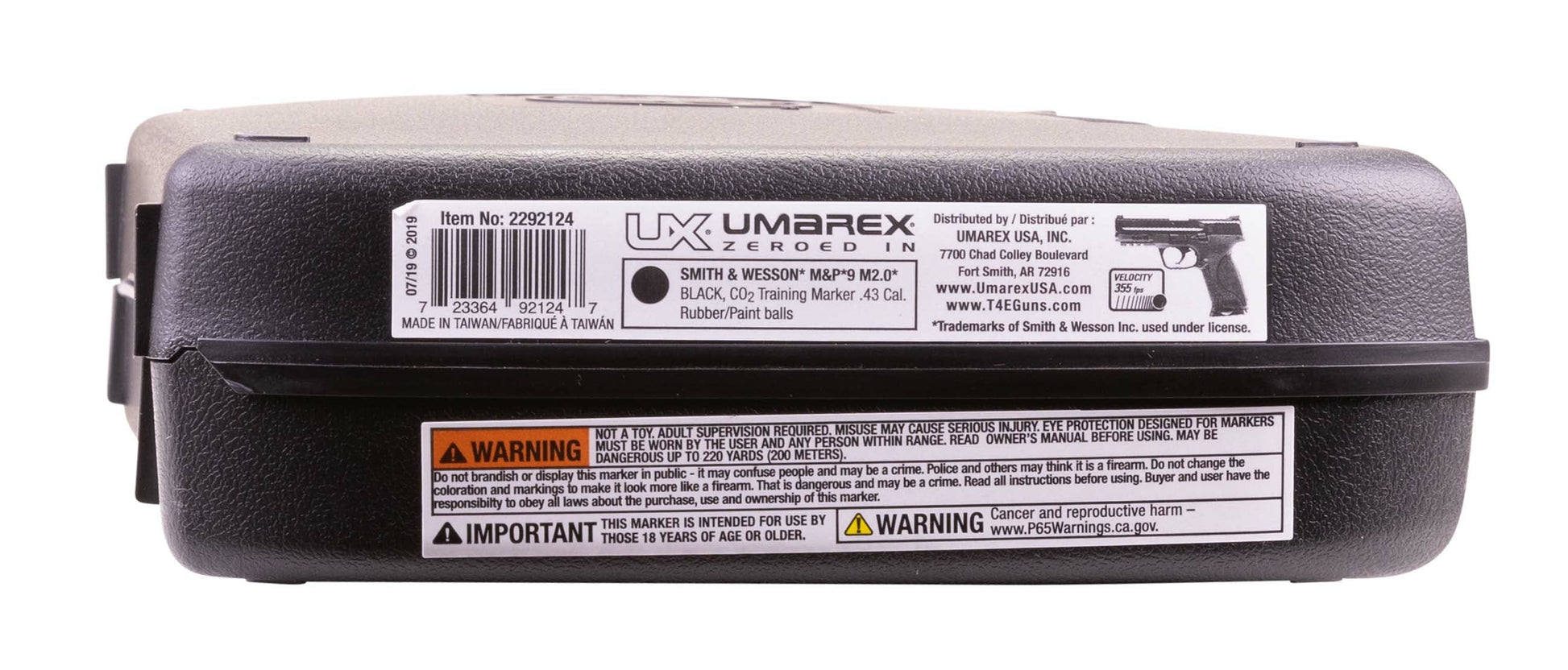 T4E, UMAREX USA Umarex T4E Smith & Wesson M&P M2.0 .43 Caliber CO2-Powered Training Pistol - 8 Rounds, Paintball Gun Marker, Black