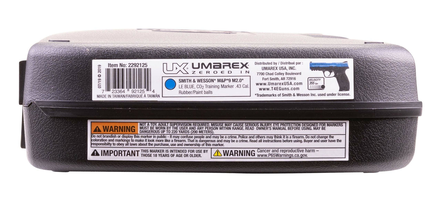 T4E, UMAREX USA Umarex T4E Smith & Wesson M&P M2.0 .43 Caliber CO2-Powered Training Pistol - 8 Rounds, Paintball Gun Marker, LE Blue